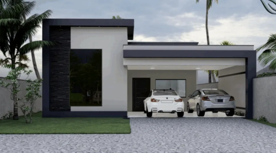 Render do Kit Casa 6, casa de 149,47 m² construída em sistema ICF